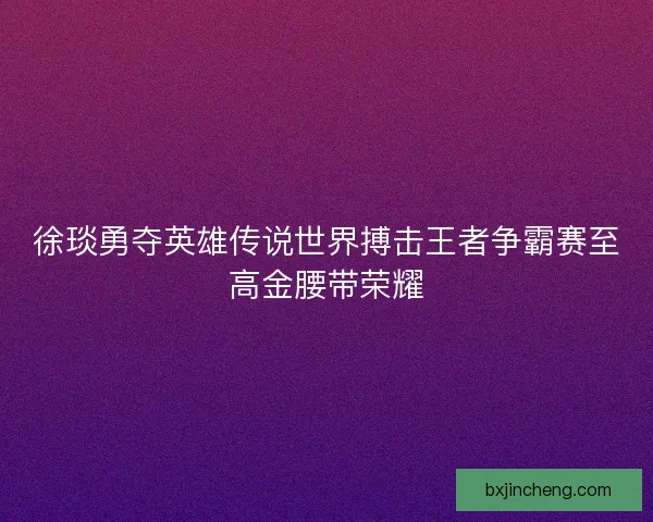 徐琰勇夺英雄传说世界搏击王者争霸赛至高金腰带荣耀