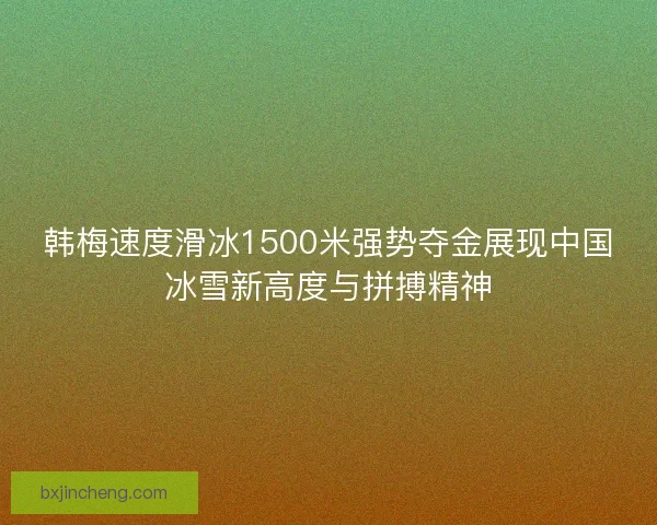 韩梅速度滑冰1500米强势夺金展现中国冰雪新高度与拼搏精神