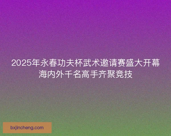 2025年永春功夫杯武术邀请赛盛大开幕海内外千名高手齐聚竞技