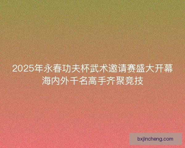 2025年永春功夫杯武术邀请赛盛大开幕海内外千名高手齐聚竞技