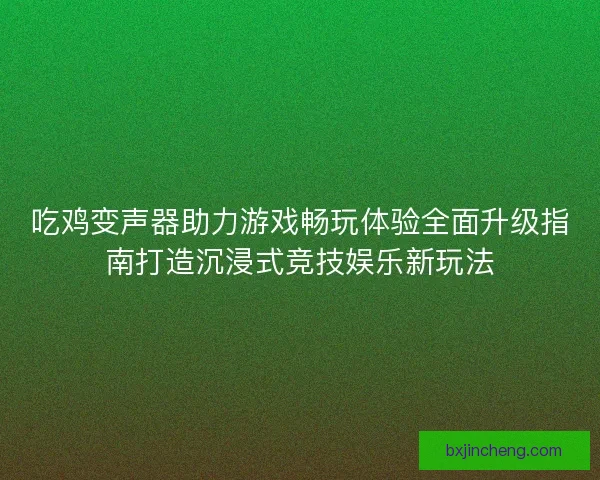 吃鸡变声器助力游戏畅玩体验全面升级指南打造沉浸式竞技娱乐新玩法